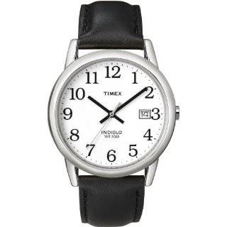   Mens T2H281 Easy Reader Black Leather Strap Silver Tone Case Watch