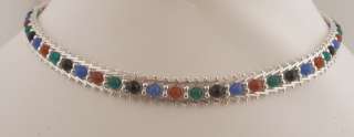 Multi Colored Beaded Sterling Milor Necklace 16 3/4  