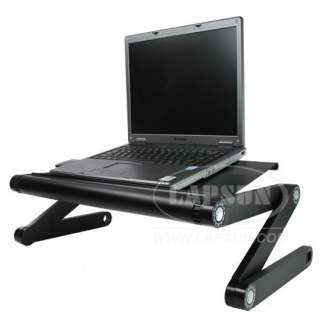 Portable Laptop Table Desk Stand W/ Cooling Fan USB HUB  