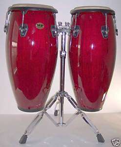 NEW PAIR OF CONGA RED COLOR w DOUBLE BRACED STAND [3536  