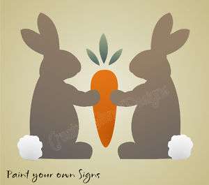 Stencil Lg. Primitive Bunny Rabbits Carrot Craft Signs  