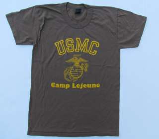 Vtg 80s MARINE CORPS T Shirt SIZE M Camp Lejeune USMC USA Marines 50 