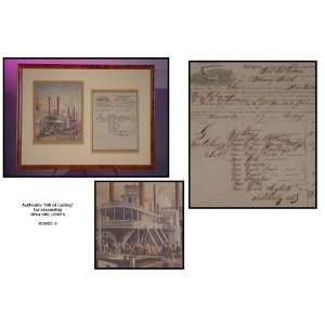  Steamboat Bill Of Lading Circa 1850 In Beautiful Frame 