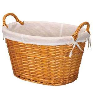 WILLOW WICKER LAUNDRY BASKET WITH LINING AND HANDLES 040071155681 