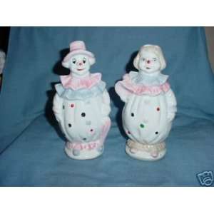  Pair Porcelain Clowns with Polka Dot Costumes Everything 