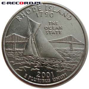 USA STATE $ QUARTER DOLLAR 2001 RHODE ISLAND THE OCEAN  