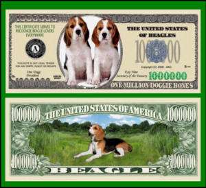 50 Factory Fresh Beagle Dog Million Dollar Bills  