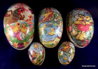 Paper Mache Easter Egg Candy Container Set of Five German Democratic 