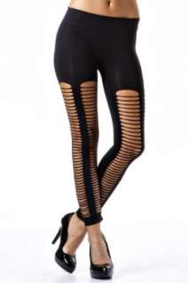   Womens Ripped Shredded Ripped Cut Out Leggings Club Pants Clothing