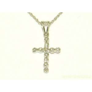  Diamond Cross Necklace 14K White Gold Jewelry