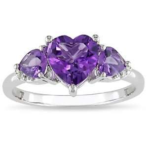    10k Gold .02ct TDW Diamond and Amethyst Heart Ring Jewelry