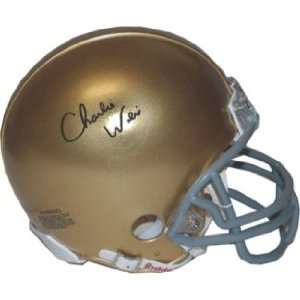  Charlie Weis Signed Notre Dame Mini Helmet Sports 