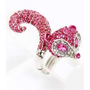  Pink Fox with Crystal Fashion Ring Pink Power Everything 