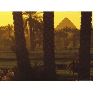 Scenic with Silhouette of Step Pyramid of Djoser Places Photographic 