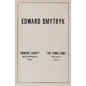 1958 Ad Edward Dmytryk Movie Director Raintree County   Original Print 