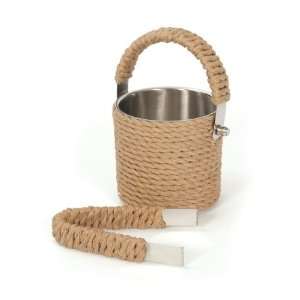   Nautical Beach Rope Covered Ice Bucket and Tong Set