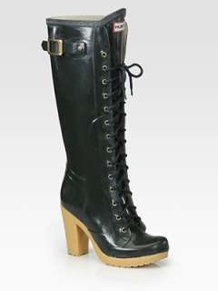 Hunter   Labins Lace Up High Heel Rain Boots    