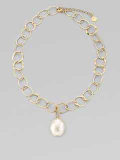 Majorica   22MM White Baroque Pearl Chain Necklace