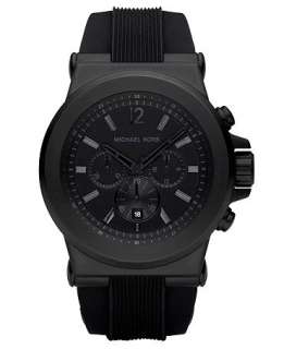Michael Kors Watch, Mens Black Silicone Strap 45mm MK8152   All 