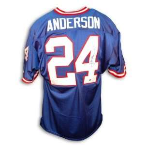 Ottis Anderson Autographed/Hand Signed Custom Blue Throwback Jersey