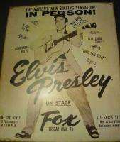 VINTAGE ELVIS PRESLEY 1956 DETROIT CONCERT FOX POSTER SIGN 50s tin 