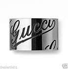 GUCCI TITANIUM BLACK ENGRAVED SCRIPT LOGO WIDE BAND RING MADE IN ITALY 