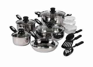 EVERYDAY KITCHEN 15 pc STAINLESS STEEL POTS & PANS DUTCH OVEN COOKWARE 