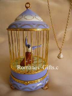   Imperial Romanov Birdcage box with Faberge Egg Pendant Necklace  