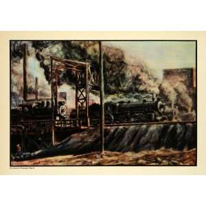  1938 Print Train Locomotive Reginald Marsh Railroad 