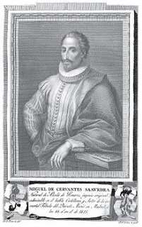 Miguel de Cervantes in a late and idealized portrait of the 18th 