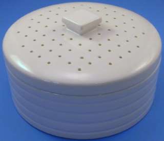 French White Ceramic Covered Dish Steamer Food Warmer  