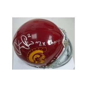 Steve Smith Autographed USC Trojans Mini Football Helmet with 2X 
