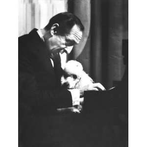  Portrait of Pianist Vladimir Horowitz at Piano with Poodle 