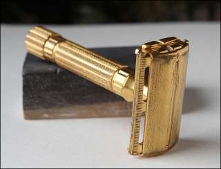 Vintage Gillette Gold Aristocrat double edge safety razor TTO DE user 