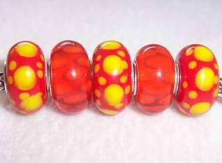 Red Murano Glass Beads fit European Charm Bracelet b074  
