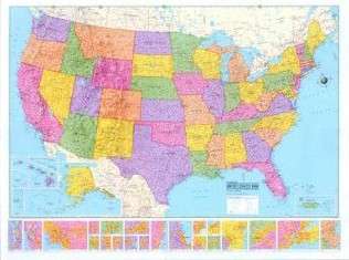 Hammond World USA Wall Map