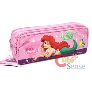 Disney Little Mermaid Ariel Pencil Case Light Pink  2 Zippered 