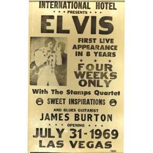 Elvis 1st Live Appearance in 8 Years 14 X 22 Vintage Style Concert 