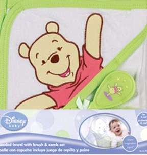 NEW WINNIE THE POOH HOODED TOWEL WITH BRUSH AND COMB, Baby Shower 