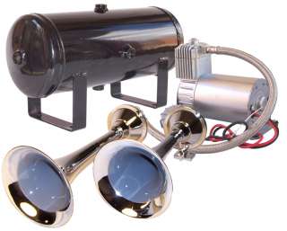 Dual Chrome Train Horn Kit w/ 150 PSI Sealed Air System  