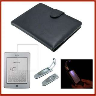 BK  Kindle Touch Genuine Leather Cover Case+Reading Light+Screen 