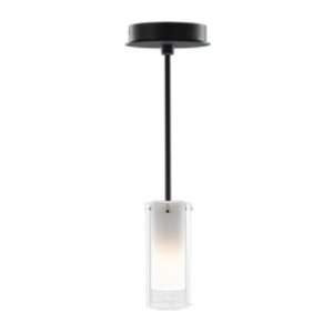   Lamp Pendant with White Opal Inner Glass Shade and Clear Glass Outer