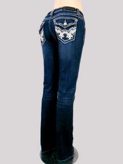 Women LA Idol Bootcut Jeans Tribal Paisley Metallic Bold Stitch 