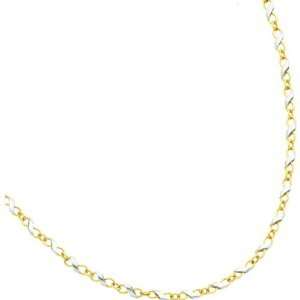  14K Two Tone Gold Fancy Link Chain 18 Jewelry