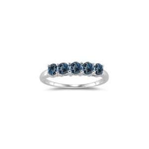 London Blue Topaz Five Stone Ring in 18K White Gold 4.5 