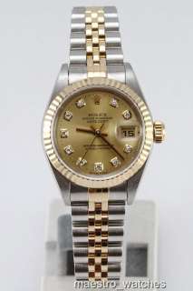Genuine Ladies Rolex Datejust Watch 79173 P Gold Campage Dial w 