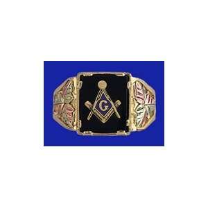    Black Hills Gold 10k Onyx Masonic Mens Ring SZ 12: Jewelry