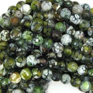  8mm faceted green crab agate round beads 7 24 pcs