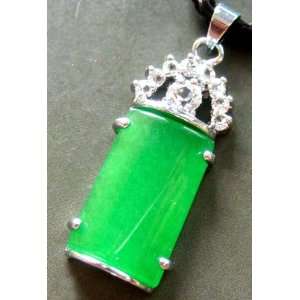   Acrylic Diamond Green Jade Rectangle Pendant Necklace 