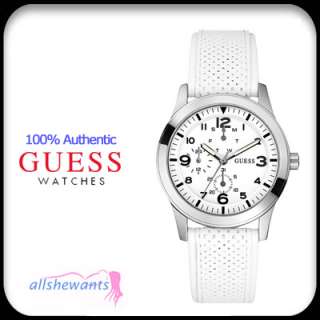 NEW GUESS WATCH for WOMEN * White Perforated Leather Band * U85122L1 
